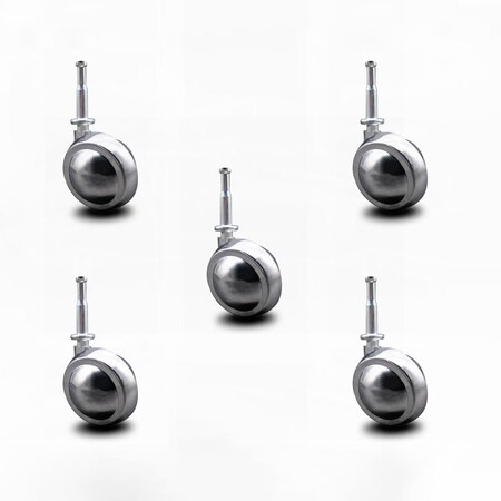 Service Caster 2 Inch Bright Chrome Metal Ball Caster - Grip Neck Stem - SCC, 5PK SCC-GN01S20-DCS-BC-5